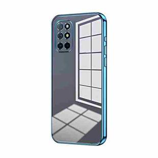 For OnePlus 8T Transparent Plating Fine Hole Phone Case(Blue)