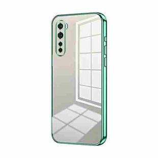 For OnePlus Nord Transparent Plating Fine Hole Phone Case(Green)