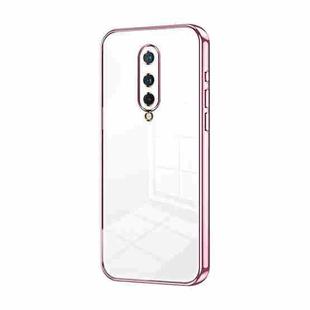 For OnePlus 8 Transparent Plating Fine Hole Phone Case(Pink)