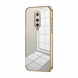 For OnePlus 8 Transparent Plating Fine Hole Phone Case(Gold)