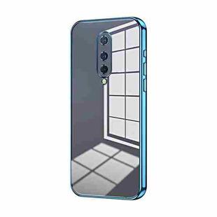 For OnePlus 8 Transparent Plating Fine Hole Phone Case(Blue)