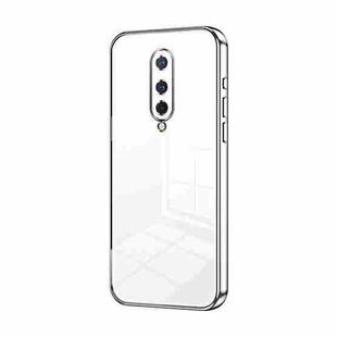 For OnePlus 8 Transparent Plating Fine Hole Phone Case(Silver)