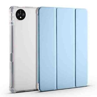 For Huawei MatePad Pro 11 2024 3-fold Clear TPU Leather Tablet Case with Pen Slot(Ice Blue)