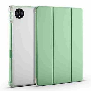 For Huawei MatePad Pro 11 2024 3-fold Clear TPU Leather Tablet Case with Pen Slot(Matcha Green)