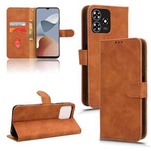 For ZTE Blade A73 4G Skin Feel Magnetic Flip Leather Phone Case(Brown)