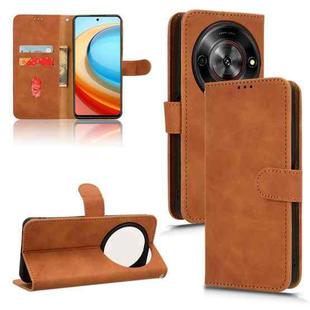 For ZTE Blade A75 5G Skin Feel Magnetic Flip Leather Phone Case(Brown)