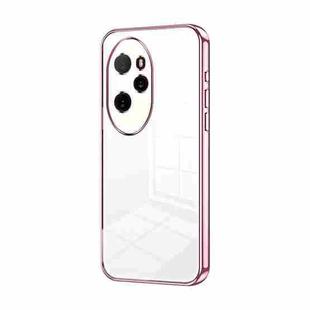 For Honor 100 Pro Transparent Plating Fine Hole Phone Case(Pink)