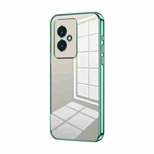 For Honor 100 Transparent Plating Fine Hole Phone Case(Green)