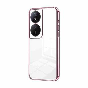 For Honor Play 50 Plus Transparent Plating Fine Hole Phone Case(Pink)