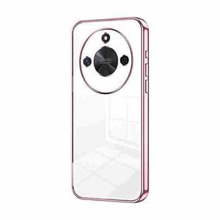 For Honor X50 Transparent Plating Fine Hole Phone Case(Pink)