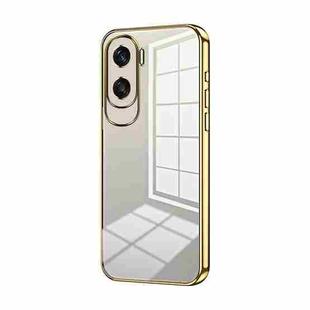 For Honor X50i / 90 Lite Transparent Plating Fine Hole Phone Case(Gold)