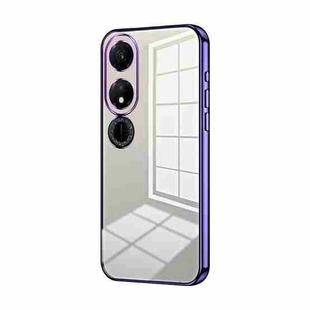 For Honor Play 40 Transparent Plating Fine Hole Phone Case(Purple)