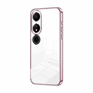 For Honor Play 40 Transparent Plating Fine Hole Phone Case(Pink)