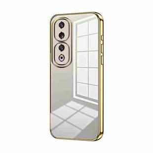 For Honor 90 Pro Transparent Plating Fine Hole Phone Case(Gold)