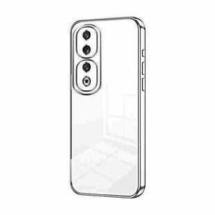 For Honor 90 Pro Transparent Plating Fine Hole Phone Case(Silver)