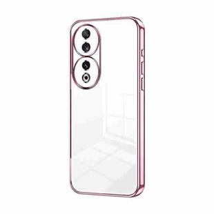 For Honor 90 Transparent Plating Fine Hole Phone Case(Pink)