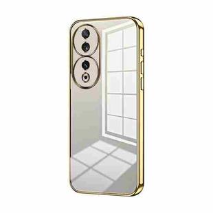 For Honor 90 Transparent Plating Fine Hole Phone Case(Gold)