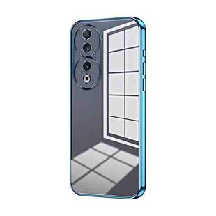 For Honor 90 Transparent Plating Fine Hole Phone Case(Blue)