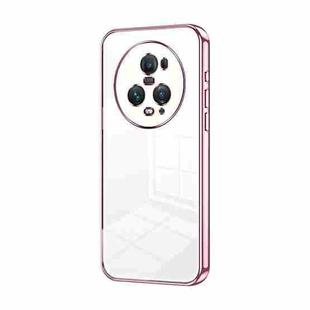 For Honor Magic5 Pro Transparent Plating Fine Hole Phone Case(Pink)