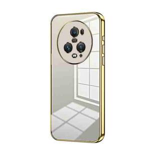 For Honor Magic5 Pro Transparent Plating Fine Hole Phone Case(Gold)