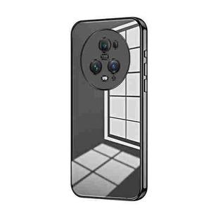 For Honor Magic5 Pro Transparent Plating Fine Hole Phone Case(Black)