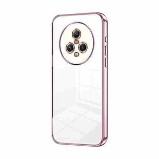 For Honor Magic5 Transparent Plating Fine Hole Phone Case(Pink)