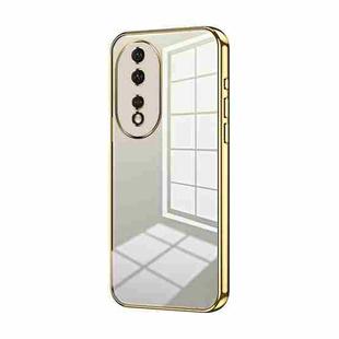 For Honor 80 Transparent Plating Fine Hole Phone Case(Gold)