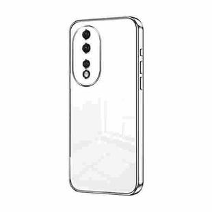 For Honor 80 Transparent Plating Fine Hole Phone Case(Silver)