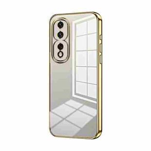 For Honor 80 Pro Transparent Plating Fine Hole Phone Case(Gold)