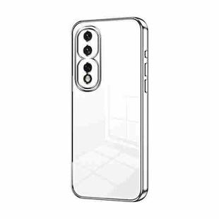 For Honor 80 Pro Transparent Plating Fine Hole Phone Case(Silver)