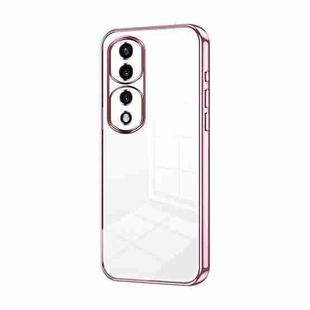 For Honor 70 Pro / 70 Pro+ Transparent Plating Fine Hole Phone Case(Pink)