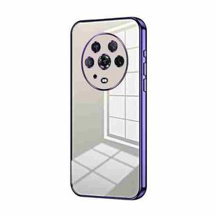 For Honor Magic4 Transparent Plating Fine Hole Phone Case(Purple)