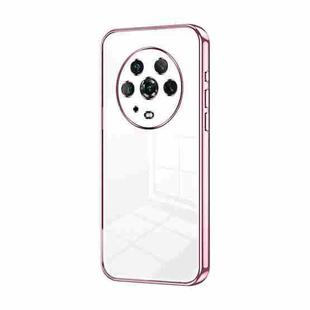 For Honor Magic4 Transparent Plating Fine Hole Phone Case(Pink)