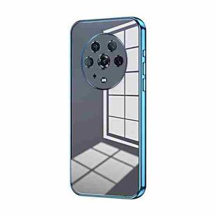 For Honor Magic4 Transparent Plating Fine Hole Phone Case(Blue)