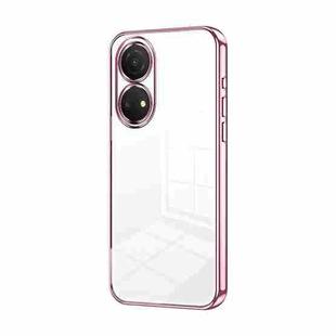 For Honor Play 30 Plus Transparent Plating Fine Hole Phone Case(Pink)