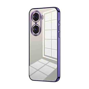 For Honor 60 Pro Transparent Plating Fine Hole Phone Case(Purple)