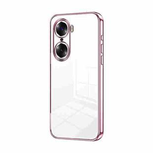 For Honor 60 Transparent Plating Fine Hole Phone Case(Pink)