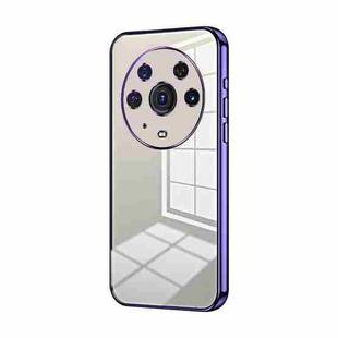 For Honor Magic3 Pro Transparent Plating Fine Hole Phone Case(Purple)