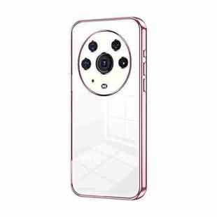 For Honor Magic3 Pro Transparent Plating Fine Hole Phone Case(Pink)