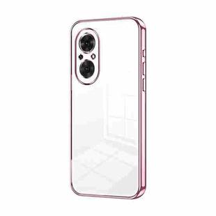 For Honor 50 SE Transparent Plating Fine Hole Phone Case(Pink)