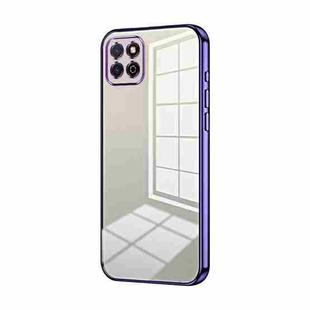 For Honor Play 20 4G Transparent Plating Fine Hole Phone Case(Purple)