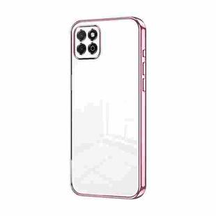 For Honor Play 20 4G Transparent Plating Fine Hole Phone Case(Pink)