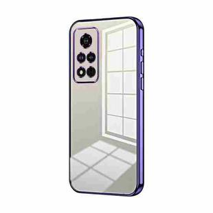 For Honor V40 Transparent Plating Fine Hole Phone Case(Purple)
