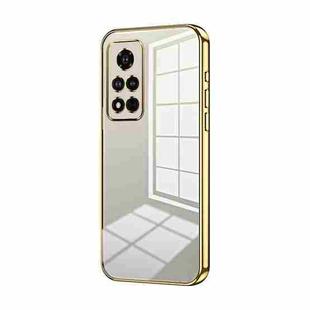 For Honor V40 Transparent Plating Fine Hole Phone Case(Gold)