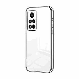 For Honor V40 Transparent Plating Fine Hole Phone Case(Silver)