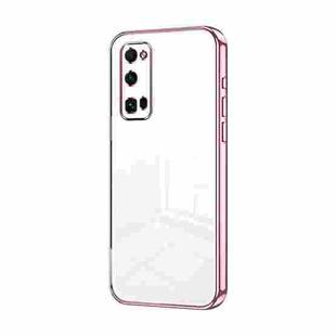 For Honor 30 Pro / 30 Pro+ Transparent Plating Fine Hole Phone Case(Pink)