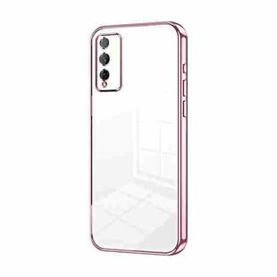 For Honor Play 4T Pro Transparent Plating Fine Hole Phone Case(Pink)