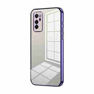 For Honor V30 Transparent Plating Fine Hole Phone Case(Purple)