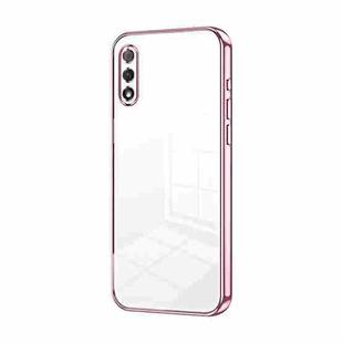 For Honor 9X Transparent Plating Fine Hole Phone Case(Pink)