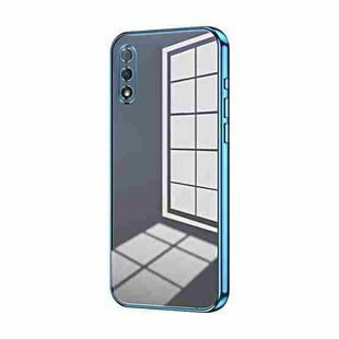 For Honor 9X Transparent Plating Fine Hole Phone Case(Blue)